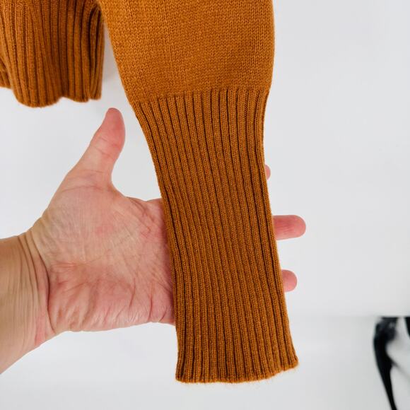 Jil Sander Turtleneck Sweater Rust Brown Ribbed Knit Long Sleeve Pullover - Picture 6 of 7